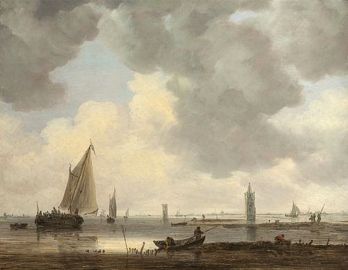 Wachttorens in een riviermonding, Jan van Goyen