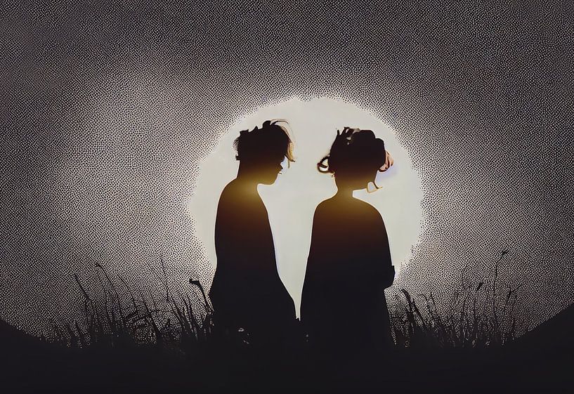 Paar Liebe Silhouette, Art Illustration von Animaflora PicsStock