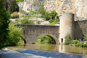 Brücke Stierchen, Stadtmauer und Fluss Alzette