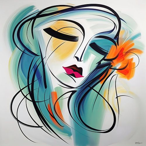 minimalistisch schilderij van een vrouw