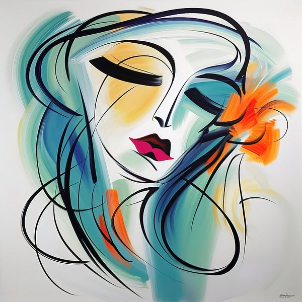 peinture minimaliste d'une femme par Gelissen Artworks