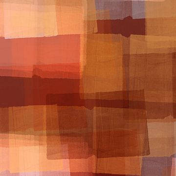 Oker en bruine abstracte vormen van Dina Dankers