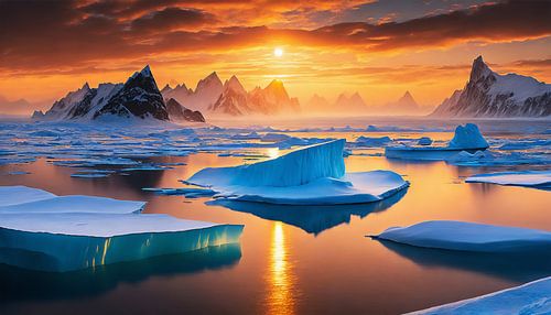 IJs met zonsondergang