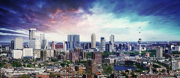 Skyline Rotterdam met prachtige spectaculaite lucht van Omni VR