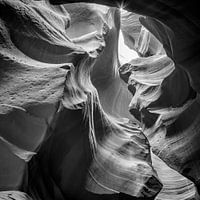 ANTELOPE CANYON Rock Formation black & white