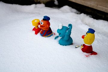 Bert & Ernie in de sneeuw van Karen Vandervoordt
