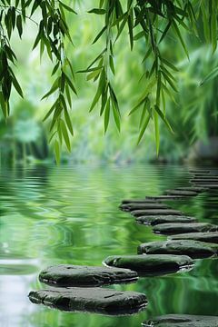 Zen tuin - Meditatieve stenen in het water van Poster Art Shop