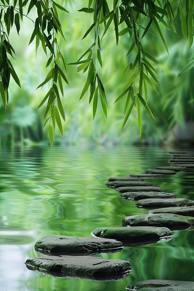 Zen garden - Meditative stones in the water by Poster Art Shop