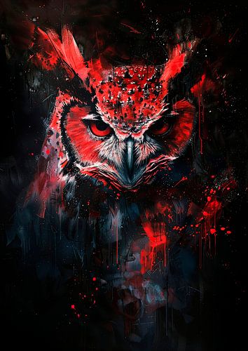 Peinture hibou abstraite