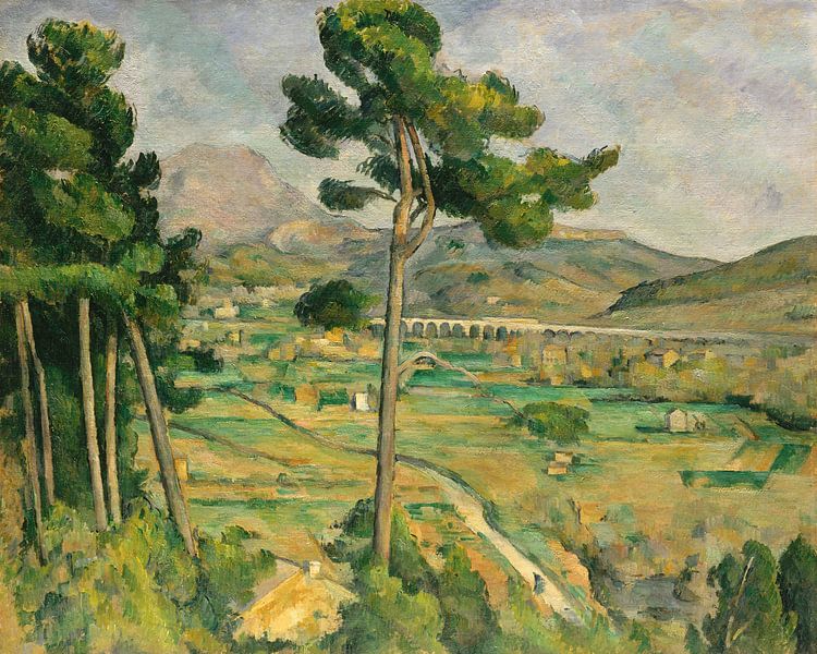 Paul Cézanne. Mont Sainte-Victoire en viaduct bij rivierdal van 1000 Schilderijen