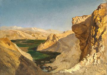 Carlos de Haes River landscape in the desert, Antique landscape