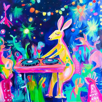DJ kangoeroe op het feest van Poster Art Shop