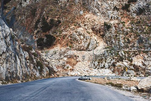 Open weg op Kefalonia, Griekenland