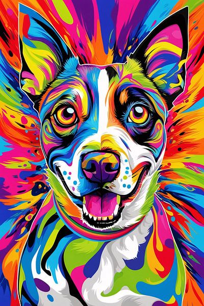 Portrait abstrait et coloré d'un chien par Art & Soul Creations