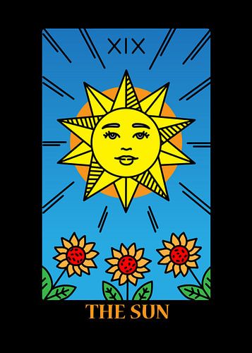 Die Sonne Tarotkarte XIX Spirituelle Wanddeko Kunstdruck