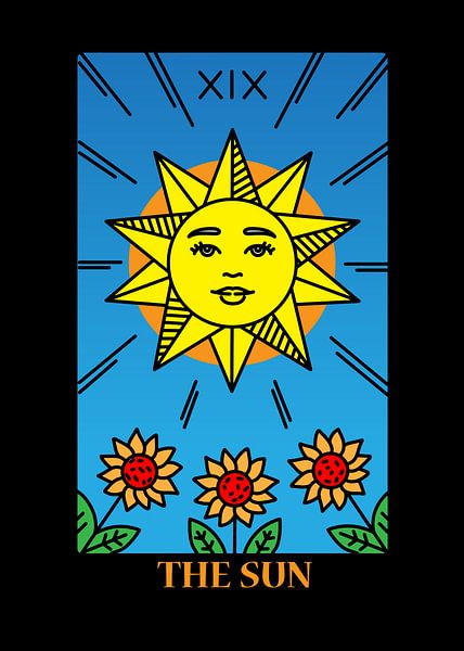 The Sun Tarot Card XIX Spiritual Wall Decoration Art Print by Millennial Prints