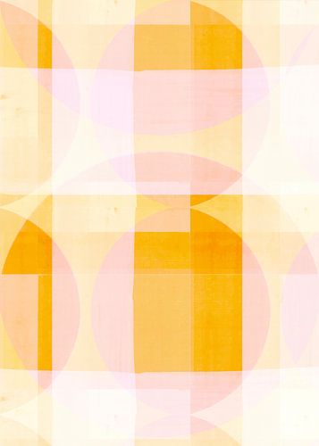 Mid Century Bauhaus Shapes Peach Gold Yellow II