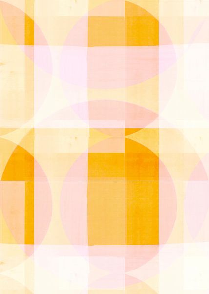 Mid Eeuw Bauhaus Vormen Perzik Goud Geel II van FRESH Fine Art