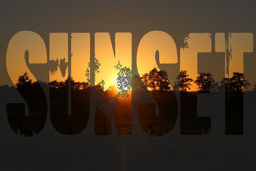 Zonsondergang met tekst sunset van Stedom Fotografie