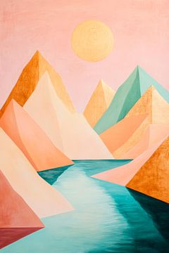 Berglandschap in zachte pastelkleuren van Poster Art Shop