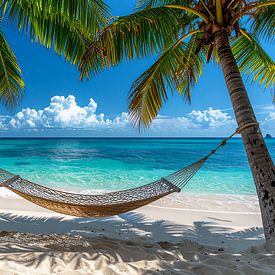 Liggen onder palmbomen op een droomstrand van Mustafa Kurnaz