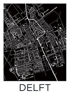 Delft | Stadtplan Schwarz-Weiß von WereldkaartenShop