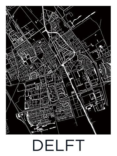 Delft | Stadtplan Schwarz-Weiß