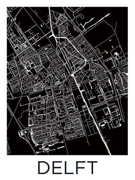 Delft Stadskaart | Zwartwit van Wereldkaarten.Shop