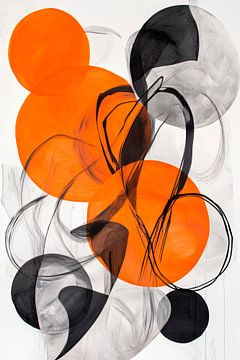 Abstract composition with orange and black by Poster Art Shop