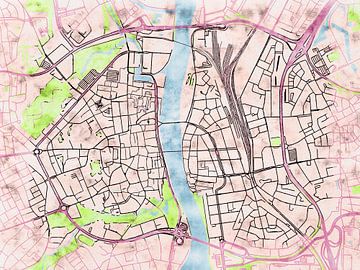 Kaart van Maastricht in de stijl 'Soothing Spring' van Maporia