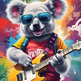 Koala speelt gitaar, rockgraffiti van Makar Mokrynskyi