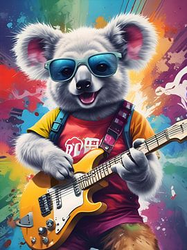 Koala speelt gitaar, rockgraffiti van Makar Mokrynskyi