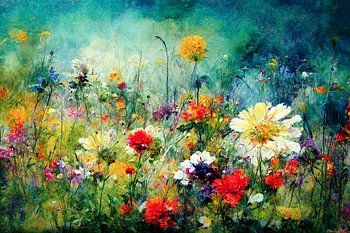 Weelderig bloemenveld