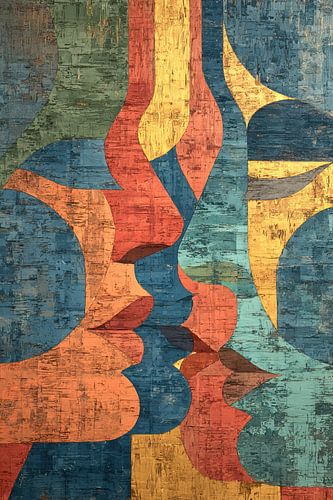 Abstracte Gezichtscompositie | Rustig Abstract Schilderij met Gezichten