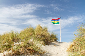 Dünen der Watteninsel Terschelling mit Flagge #4