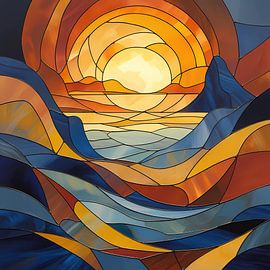 Sonnendurchfluteter Horizont: Glasmalerei Gelassenheit von Artistic