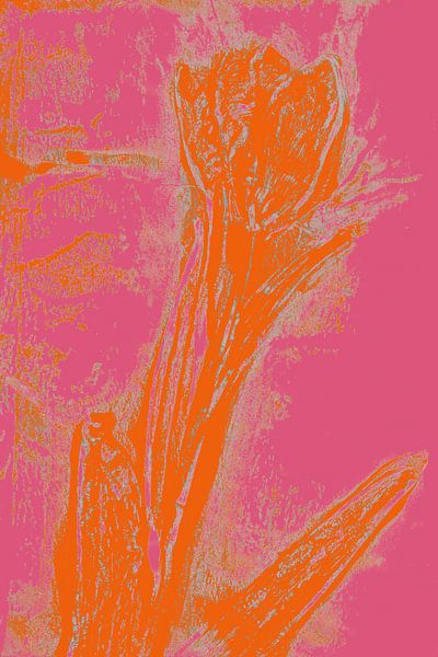Modern botanical art. Boho Tulip in bright colors no. 3 by Dina Dankers