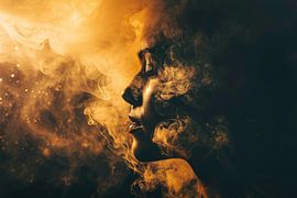 Goldener Rauch umhüllt die weibliche Silhouette von Imperial Art House