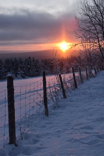 Een zonsopgang op een winterochtend