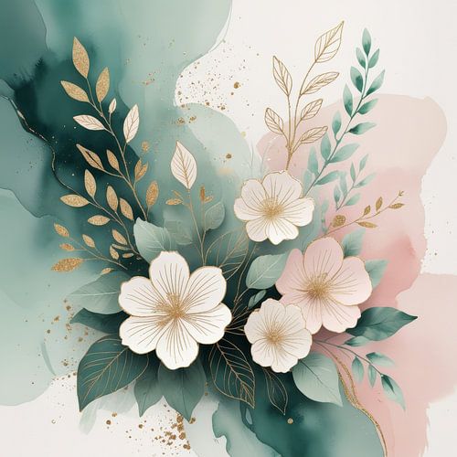 Minimalistische botanische Strichzeichnungen von Blumen in sanften Pastelltönen