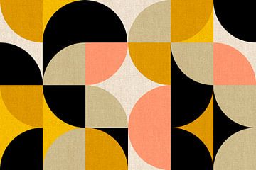 Modern Mid-Century Bauhaus Vormen Abstractie Geel Salie Groen Oker van Mad Dog Art