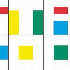 Geometric shapes in red blue yellow green by Maurice Dawson