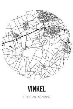 Vinkel (Noord-Brabant) | Karte | Schwarz und Weiß von Rezona