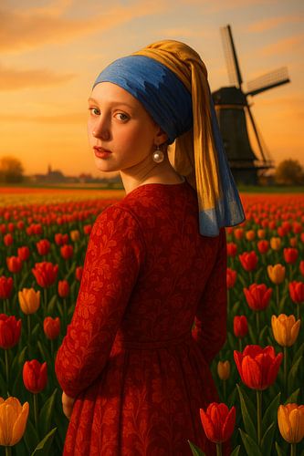 La jeune fille aux tulipes : un hommage moderne à Vermeer