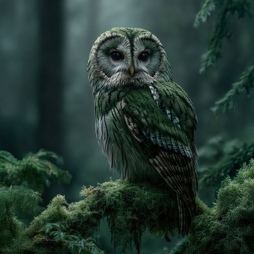 Smaragduil in het stille bos