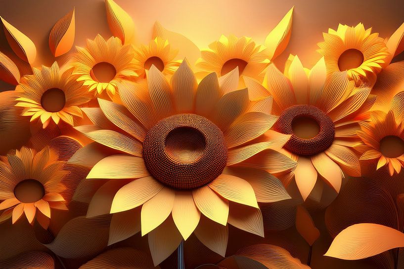 Sonnenblumen grafische KI von Jörg B. Schubert