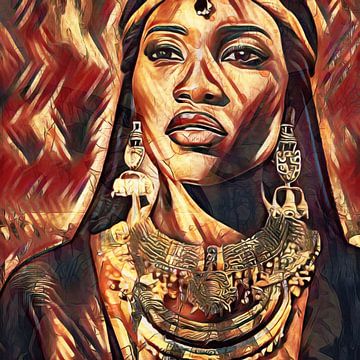 Afrikaanse prinses - serie van zes werken in dezelfde stijl 5 van 6 van Emiel de Lange