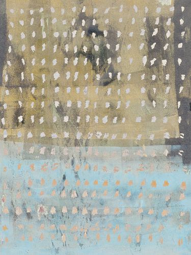 Modern abstract in taupe, geel, lichtblauw, wit