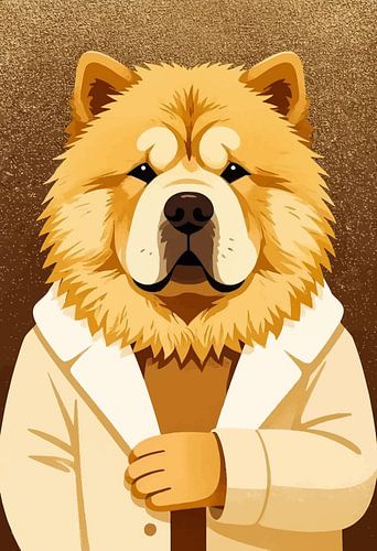Statige Chow Chow-hond in vacht – Wanddecoratie – Schattig, minimalistisch dierenportret