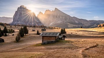 Sonnenaufgang auf der Seiser Alm in Südtirol